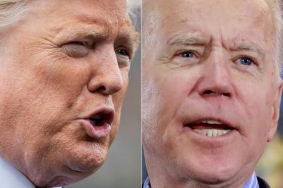 (FILES)(COMBO) This combination of file photos shows US President Donald Trump(L) speaking to the media prior to departing from the White House in Washington, DC, on March 3, 2020, and Democratic presidential hopeful and former Vice President Joe Biden  at a Nevada Caucus watch party on February 22, 2020, in Las Vegas, Nevada, during the Nevada caucuses. - Joe Biden has a 14-point lead over US President Donald Trump ahead of the November election as some Republican-leaning voters reproach Trump for his response to the coronavirus crisis, a poll showed on June 24, 2020.In one of Trumps worst poll showings for the 2020 race, the Democrat Biden garnered 50 percent of the vote compared with 36 percent for the president, according to a survey by the New York Times and Siena College.Recent polls have found Biden 10 points ahead of the president on average. (Photos by SAUL LOEB and Ronda Churchill / AFP)<!-- NICAID(14529411) -->