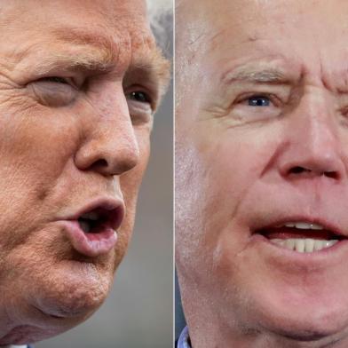 (FILES)(COMBO) This combination of file photos shows US President Donald Trump(L) speaking to the media prior to departing from the White House in Washington, DC, on March 3, 2020, and Democratic presidential hopeful and former Vice President Joe Biden  at a Nevada Caucus watch party on February 22, 2020, in Las Vegas, Nevada, during the Nevada caucuses. - Joe Biden has a 14-point lead over US President Donald Trump ahead of the November election as some Republican-leaning voters reproach Trump for his response to the coronavirus crisis, a poll showed on June 24, 2020.In one of Trumps worst poll showings for the 2020 race, the Democrat Biden garnered 50 percent of the vote compared with 36 percent for the president, according to a survey by the New York Times and Siena College.Recent polls have found Biden 10 points ahead of the president on average. (Photos by SAUL LOEB and Ronda Churchill / AFP)<!-- NICAID(14529411) -->