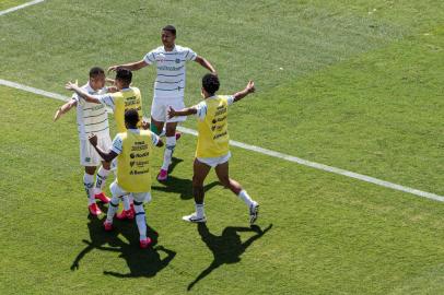 Oeste e Juventude Campeonato Brasileiro Série BO jogador Breno Henrique comemora gol do Juventude durante a partida entre Oeste e Juventude, válido pelo Campeonato Brasileiro Série B,  no estádio Arena Barueri, na cidade e Barueri, SP, neste sábado, 05. Diego Motta/Futura PressEditoria: ESPLocal: BARUERIIndexador: DIEGO MOTTA/FUTURA PRESS<!-- NICAID(14585436) -->