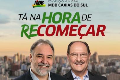 José Ivo Sartori em material do MDB de Caxias do Sul com Carlos Búrigo<!-- NICAID(14588828) -->