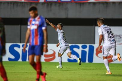 Gremio x BahiaRS - FUTEBOL/CAMPEONATO BRASILEIRO 2020 /GREMIO X BAHIA - ESPORTES - Lance da partida entre Bahia e Gremio disputada na noite desta quinta-feira, no EstÃ¡dio PituaÃ§u, em Salvador, em partida valida pela Campeonato Brasileiro 2020. FOTO: LUCAS UEBEL/GREMIO FBPAEditoria: SPOIndexador: Lucas UebelSecao: futebolFonte: Gremio.netFotógrafo: Gremio x Bahia<!-- NICAID(14589572) -->