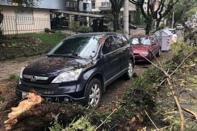 Parte de árvore cai e atinge carros no bairro Moinhos de Vento em Porto Alegre<!-- NICAID(14591464) -->