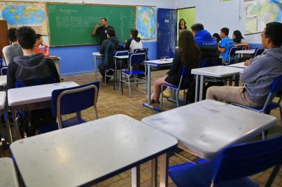  CACHOEIRINHA - RS - BR - 30.09.2019Esvaziamento do Ensino Médio.Escola Osvaldo Camargo onde alunos vão desistindo de estudar ao longo do ano.FOTÓGRAFO: TADEU VILANI AGÊNCIARBS -  Editoria/Caderno: Editoria Sua Vida<!-- NICAID(14269555) -->