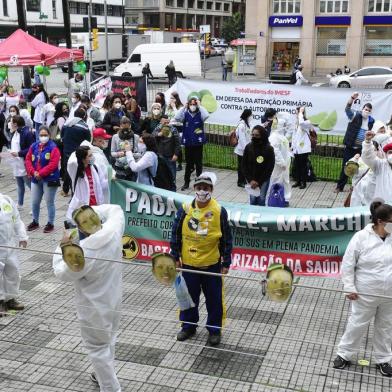  PORTO ALEGRE, RS, BRASIL, 05/08/2020- Protesto de servidores do Imesf - um ano após o anúncio de extinção  Foto: Ronaldo Bernardi / Agencia RBS<!-- NICAID(14594413) -->