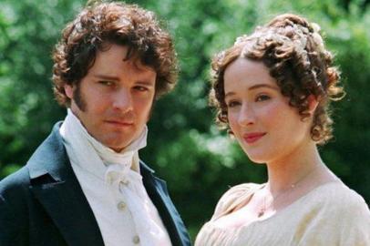 Orgulho e Preconceito (1995), da BBC: Mr Darcy (Colin Firth) e Elizabeth Bennet (Jennifer Ehle)<!-- NICAID(14599783) -->