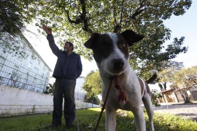  PORTO ALEGRE, RS, BRASIL, 07/10/2020- Após perder esposa e filha para câncer, Vladimir Pacheco, morador de Passo Fundo, passou a viver com cães nas ruas de Porto Alegre. Foto:Lauro Alves  / Agencia RBS<!-- NICAID(14610913) -->