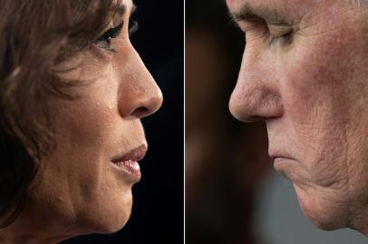  (COMBO) This combination of pictures created on October 6, 2020 shows Democratic vice presidential candidate Kamala Harris on June 27, 2019 and US Vice President Mike Pence on March 15, 2020. - Harris hopes to deploy her former prosecutors repertoire against Pence on October 7, 2020, during the only televised debate between the candidates for the vice-president of the United States. (Photos by SAUL LOEB and JIM WATSON / AFP)Editoria: POLLocal: WashingtonIndexador: SAUL LOEBSecao: politics (general)Fonte: AFPFotógrafo: STF<!-- NICAID(14610929) -->