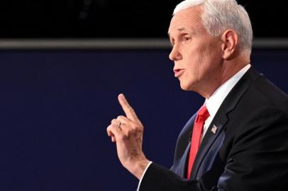 US Vice President Mike Pence Mike Pence gestures as he speaks during the vice presidential debate in Kingsbury Hall at the University of Utah on October 7, 2020, in Salt Lake City, Utah. (Photo by Robyn Beck / AFP)<!-- NICAID(14611878) -->