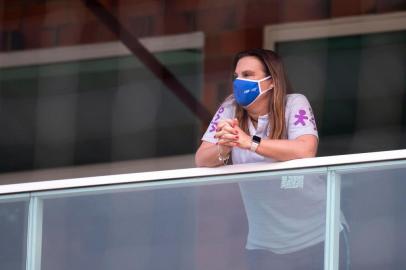  Duda Luizelli, corrdenadora de seleções femininas da CBF. Na foto, está ao lado da treinadora Pia e do presidente da CBF, Rogério Caboclo.Indexador: Lucas Figueiredo/CBF<!-- NICAID(14612338) -->