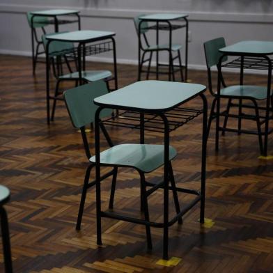  PORTO ALEGRE, RS, BRASIL, 07-07-2020: Como  as escolas particulares estão se preparando para o segundo semestre. Na foto, sala de aula no Colégio Santa Dorotéia (FOTO FÉLIX ZUCCO/AGÊNCIA RBS, Editoria de Notícias).<!-- NICAID(14539766) -->