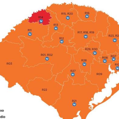 Mapa da 26ª semana do modelo de Distanciamento Controlado no Rio Grande do Sul.<!-- NICAID(14630916) -->