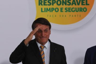 O Presidente Jair Bolsonaro, durante evento de lancamento da Retomada do Turismo. AlianÃ§a nacional que, com seguranÃ§a e responsabilidade, busca acelerar a recuperaÃ§Ã£o do setor e reduzir o impacto socioeconÃ´mico da Covid-19 apÃ³s a paralisaÃ§Ã£o das atividades.<!-- NICAID(14639805) -->