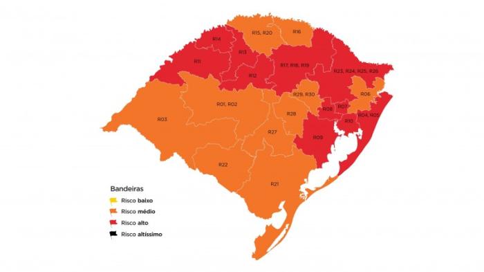 No Mapa Preliminar Rs Tem 11 Regioes Em Bandeira Vermelha Incluindo Porto Alegre Gzh
