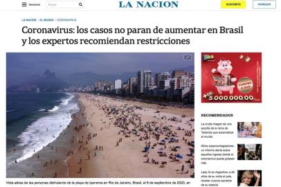 Argentina, jornal La Nacion, mostra preocupação com covid-19 no Brasil<!-- NICAID(14650546) -->