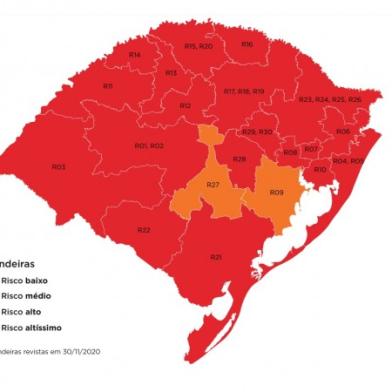 Mapa do distanciamento controlado entre 1 e 7 de dezembro