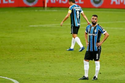  PORTO ALEGRE, RS, BRASIL - 09.12.2020 - O Grêmio recebe o Santos nesta quarta-feira (9), na Arena, em jogo válido pela idas das quartas de final da Libertadores. (Foto: Marco Favero/Agencia RBS)Indexador: Felix Zucco<!-- NICAID(14664873) -->