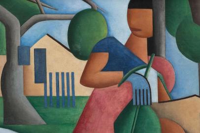 Tarsila do Amaral (1886-1973) já é a artista mais cara do Brasil. O leilão de sua tela modernista Caipirinha, de 1923, cujo lance inicial era de R$ 47,5 milhões, fez sua cotação disparar na noite de quinta-feira, 17, no pregão da Bolsa de Arte comandado por Jones Bergamin. A tela, vendida para um colecionador brasileiro, foi disputada por três pessoas, teve 19 lances e alcançou o estratosférico valor de R$ 57,5 milhões. Foto: Bolsa de Arte/Reprodução<!-- NICAID(14671653) -->