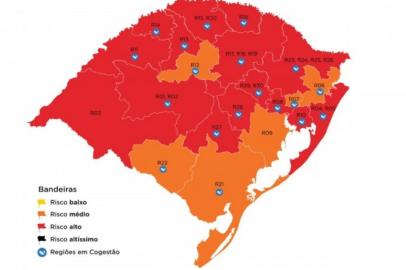 Mapa preliminar das bandeiras do distanciamento controlado, divulgado pelo governo do Estado em 25/12/20.<!-- NICAID(14677125) -->