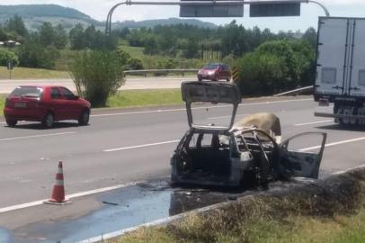 Um carro pegando fogo chamou a atenção e assustou motoristas que passaram pela freeway no final da manhã desta quarta-feira (30), em Santo Antônio da Patrulha. O veículo trafegava no sentido Capital-litoral e teve uma pane mecânica na altura do quilômetro 24 por volta das 11h.<!-- NICAID(14679971) -->