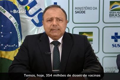  06/01/2021 ¿ O ministro da Saúde, Eduardo Pazuello, faz pronunciamento sobre a vacinação contra a Covid-19, em Rede Nacional Obrigatória de Emissoras de Rádio e Televisão.<!-- NICAID(14685128) -->