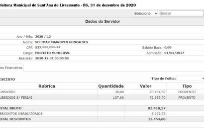 Contracheque do ex-prefeito Ico Charopen