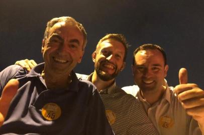 Vice eleito Amarildo Lucatelli (Progressistas), prefeito de Bento Gonçalves, Guilherme Pasin, e prefeito eleito, Diogo Siqueira (PSDB).<!-- NICAID(14664717) -->