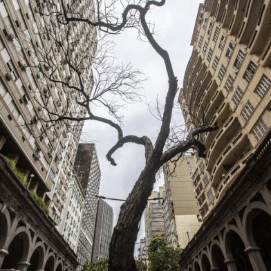 PORTO ALEGRE, RS, BRASIL - Imagens para Matéria Especial na Super Edição de ZH de 20 e 21 de fevereiro de 2021. Os caminhos para a revitalização do Centro de Porto Alegre. Na imagem detalhes de prédios no Viaduto da Borges de Medeiros.Indexador: Jefferson Botega<!-- NICAID(14715669) -->