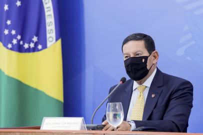 O Vice-Presidente da RepÃºblica, Hamilton MourÃ£o na Coletiva de Imprensa.<!-- NICAID(14544266) -->