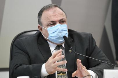 Comissão Parlamentar de Inquérito da Pandemia (CPIPANDEMIA) realiza continuação do depoimento do ex-ministro da Saúde.À mesa, em pronunciamento, ex-ministro da Saúde, general Eduardo Pazuello.<!-- NICAID(14788200) -->