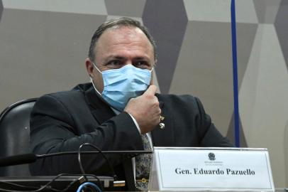 Comissão Parlamentar de Inquérito da Pandemia (CPIPANDEMIA) realiza continuação do depoimento do ex-ministro da Saúde.À mesa, em pronunciamento, ex-ministro da Saúde, general Eduardo Pazuello.<!-- NICAID(14788201) -->