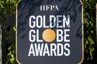 (FILES) In this file photo taken on February 23, 2021 shows a view of the HFPA Golden Globe Awards logo, part of a set up allowing the media to pre-tape their stand up at the Beverly Hills Hotel in Beverly Hills as it is getting ready for the 78th Annual Golden Globe Awards this coming Sunday. - The embattled Golden Globes on June 30, 2021 announced changes that will allow foreign language and animated films to contend for the Hollywood award shows top prizes. Organizers are scrambling to reform the influential but scandal-hit Globes after NBC canceled next years ceremony amid widespread and vocal criticism of the groups record on diversity and transparency. (Photo by VALERIE MACON / AFP)<!-- NICAID(14822862) -->