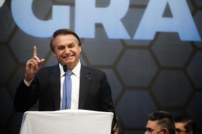 Presidente Jair Bolsonaro cumpre agenda oficial no RS e participa de evento sobre grafeno na Universidade de Caxias do Sul.Foto: Lauro Alves/Agência RBS<!-- NICAID(14830719) -->