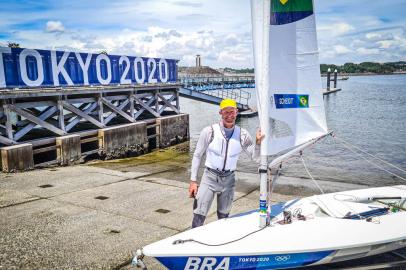 15.07.2021 - Jogos OlÃ­mpicos TÃ³quio 2020 - Vela. Primeiro dia de treinos oficiais, em Enoshima. Na foto: Robert Scheidt.<!-- NICAID(14844077) -->