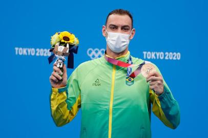 Nadador gaúcho Fernando Scheffer conquistou a medalha de bronze nos 200m livre nos Jogos Olímpico de Tóquio. Sátiro Sodré/CBDA<!-- NICAID(14845468) -->