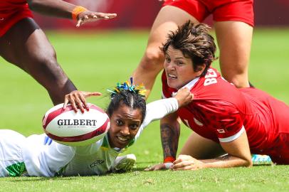 29.07.2021 - Jogos Olímpicos Tóquio 2020 - Rugby Feminino. Brasil x Canadá. Na foto a atleta Leila Cássia. Foto: Gaspar Nóbrega/COB<!-- NICAID(14847708) -->