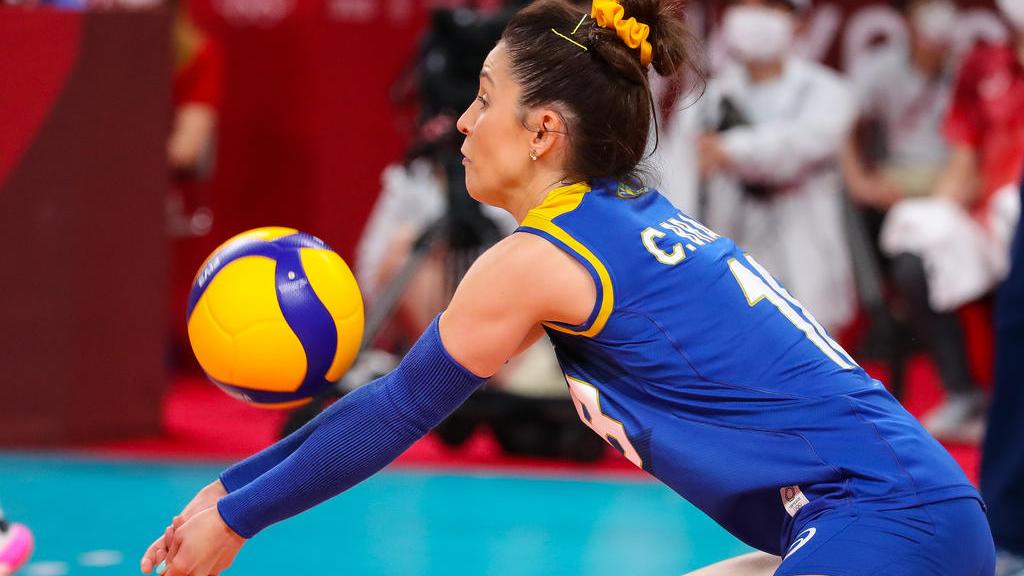 Fundo Meninas Jogando Vôlei Jogo De Salão Evento De Jogo De Mulher