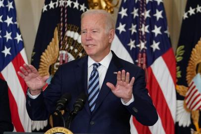 US President Joe Biden speaks during a signing ceremony for S. 1511, the Protecting Americas First Responders Act of 2021, S. 1502, the Confidentiality Opportunities for Peer Support Counseling Act or the COPS Counseling Act, and S. 921, the Jaime Zapata and Victor Avila Federal Officers and Employees Protection Act in the State Dining Room of the White House in Washington, DC on November 18, 2021. (Photo by MANDEL NGAN / AFP)<!-- NICAID(14945586) -->