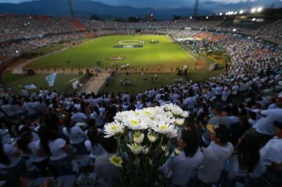 MEDELLÍN, COLÔMBIA, 30/11/2016 : Torcedores do Nacional de Medellín fazem homenagem ao time do Chapeconese no estádio do time colombiano. (FOTO: BRUNO ALENCASTRO/AGÊNCIA RBS)<!-- NICAID(12596179) -->