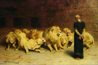 Daniel na Cova dos Leões, tela de Briton Rivière (1840-1920)<!-- NICAID(14953486) -->