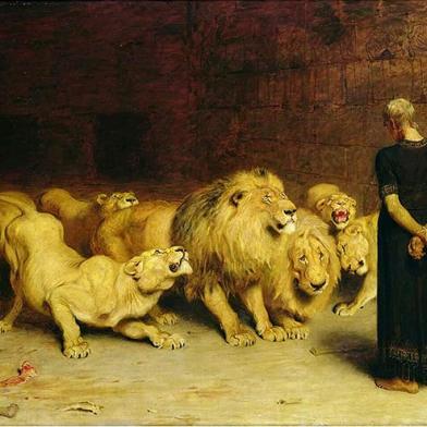 Daniel na Cova dos Leões, tela de Briton Rivière (1840-1920)<!-- NICAID(14953486) -->