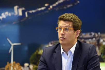 Brazilian Environment Minister Ricardo Salles speaks during an interview with AFP at his office in Brasilia, on April 16, 2021. (Photo by EVARISTO SA / AFP)<!-- NICAID(14760314) -->