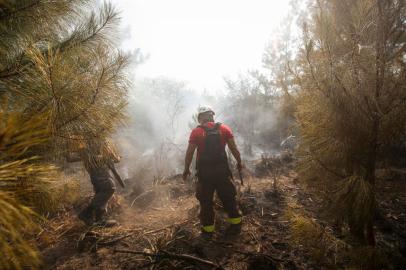 Sao Tome, Corrientes, Argentina - 2022.02.22 - Bombeiros de Sao Borja, RS, trabalham na cidade argentina de Sao Tome para apagar focos de incendio. Na foto: Tiago Rodrigues, bombeiro gaucho. (Foto: Andre Avila/ Agencia RBS)Indexador: Andre Avila<!-- NICAID(15023471) -->