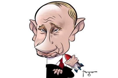 Caricatura do presidente da Rússia Vladimir Putin, feita por Gilmar Fraga, para ilustrar a seção Frases da Semana, publicada na superedição de Zero Hora de 26 e 27 de fevereiro de 2022. VERSÃO ONLINE.<!-- NICAID(15027526) -->