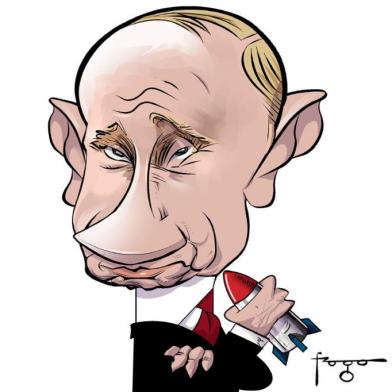 Caricatura do presidente da Rússia Vladimir Putin, feita por Gilmar Fraga, para ilustrar a seção Frases da Semana, publicada na superedição de Zero Hora de 26 e 27 de fevereiro de 2022. VERSÃO ONLINE.<!-- NICAID(15027526) -->