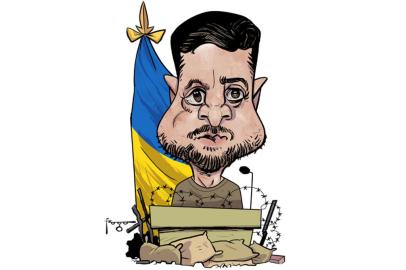 Caricatura de Volodymyr Zelensky para a seção FRASES DA SEMANA, na Superedição dos dias 05 e 06/03 ONLINE<!-- NICAID(15033529) -->