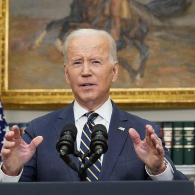 US President Joe Biden speaks about trade with Russia, from the Roosevelt Room of the White House in Washington, DC, on March 11, 2022. - Biden says US and allies will revoke Russias favored trade status. (Photo by MANDEL NGAN / AFP)Editoria: POLLocal: WashingtonIndexador: MANDEL NGANSecao: diplomacyFonte: AFPFotógrafo: STF<!-- NICAID(15039864) -->