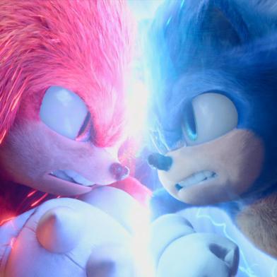 Knuckles (Idris Elba) and Sonic (Ben Schwartz) in Sonic The Hedgehog 2 from Paramount Pictures and Sega.<!-- NICAID(15061511) -->