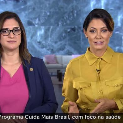 A primeira-dama Michelle Bolsonaro participou de um pronunciamento ao lado da ministra Cristiane Britto, da pasta da Mulher, da Família e dos Direitos Humanos, neste domingo (8), para divulgar ações do governo voltadas às mulheres.<!-- NICAID(15092141) -->