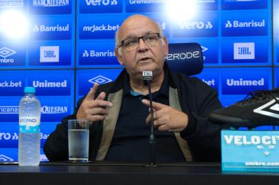 *A PEDIDO DE ADRIANO MATIAZZO* Coletiva do presidente do Grêmio Romildo Bolzan (12/05/2022) - Foto: Rodrigo Fatturi/Grêmio/Divulgação<!-- NICAID(15094435) -->