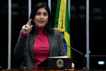 Plenário do Senado Federal durante sessão deliberativa ordinária semipresencial.Na ordem do dia, o PL 4.287/2020, que inclui o Plano Nacional de Prevenção e Enfrentamento à Violência contra a Mulher como instrumento de implementação da Política Nacional de Segurança Pública e Defesa Social (PNSPDS). Os senadores analisam, também, o PL 1.518/2021, que Institui a Política Nacional Aldir Blanc de Fomento à Cultura.¿Em discurso, à tribuna, senadora Simone Tebet (MDB-MS).<!-- NICAID(15104231) -->